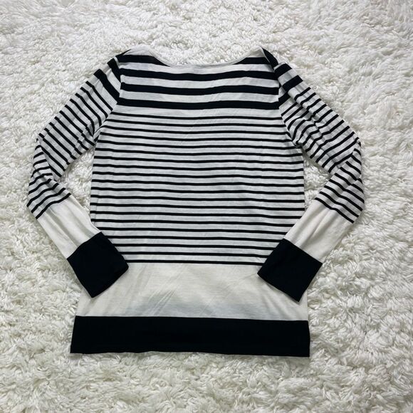 Vince Black and White Variegated-Stripe Long-Sleeve Shirt - Picture 4 of 4